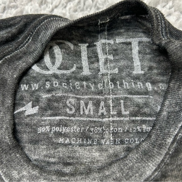 Society Shirt Mens Small Crewneck Tee Burnout Casual Streetwear Basic Party - Picture 2 of 6